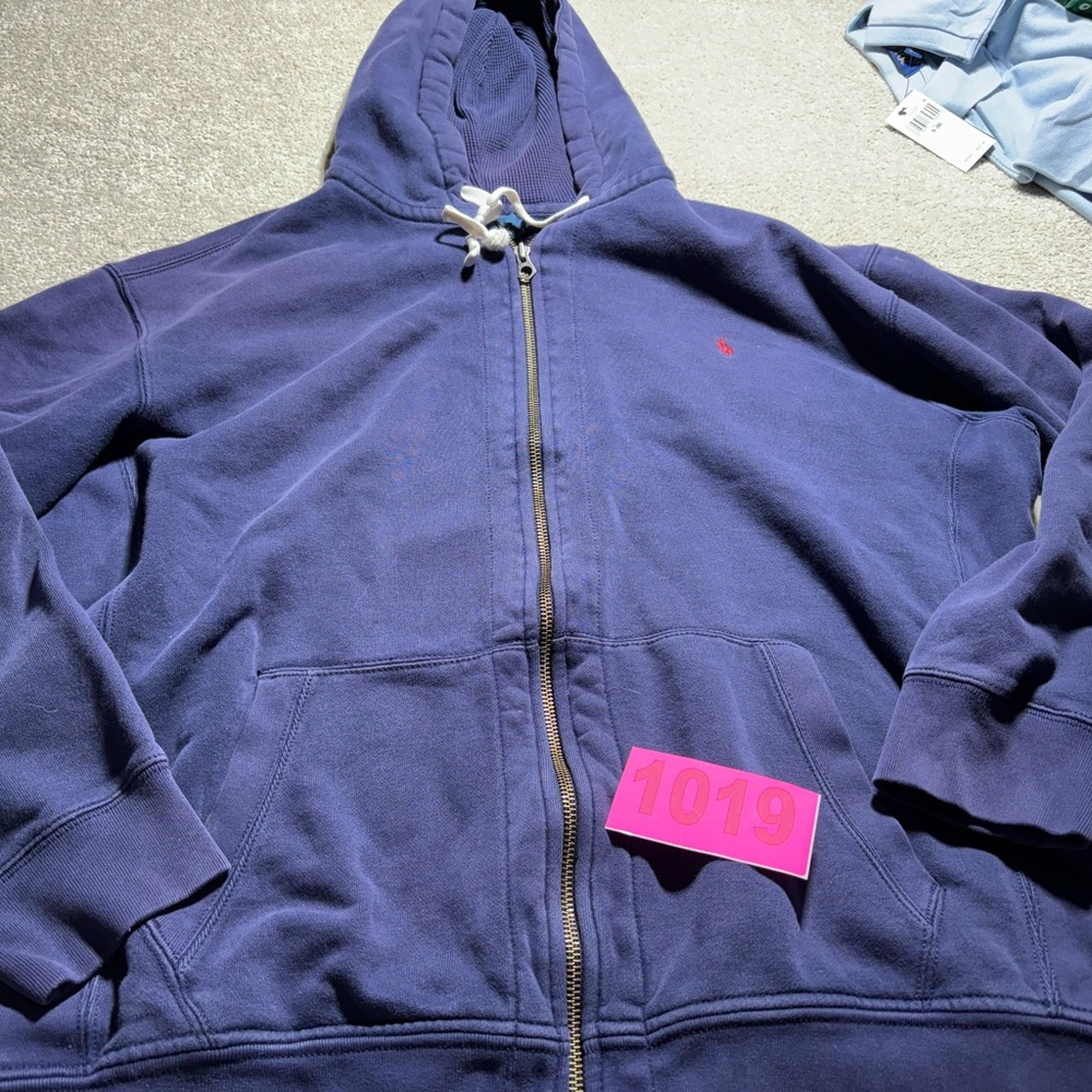 Polo Ralph Lauren Blue Full Zip Hoodie‎ Red Pony Logo 2XLT